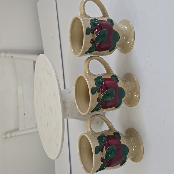 Vintage Franciscan Set Of 3 Apple Pattern Irish Mugs Speckled Earthenware Ribbed - Picture 14 of 14